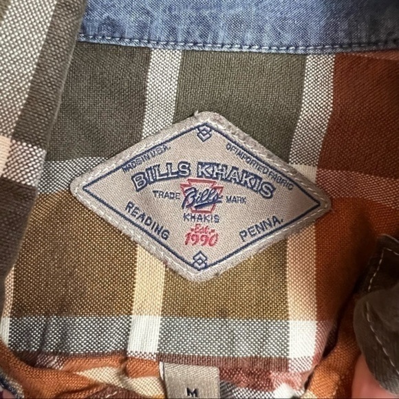 Bills Khakis Mens Button Down Shirt Brown Yellow Plaid Long Sleeve 100% Cotton M - Picture 5 of 9